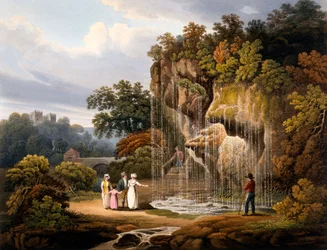 Figuren an einem Wasserfall, 1825